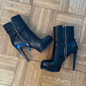 Leather Nine West Black Booties